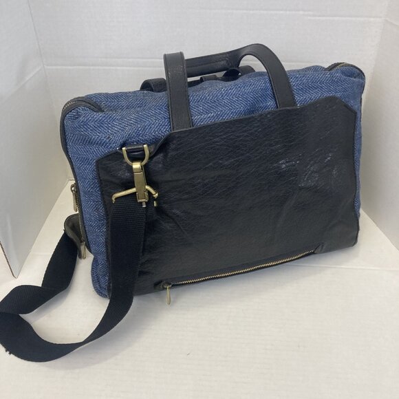 SUITSUPPLY Vintage Calf Leather Wool Bag Mens Messenger Crossbody Long Strap - Picture 2 of 16